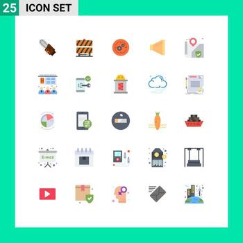 paquete de línea vectorial editable de 25 colores planos simples de estructura de altavoz de solución de volumen de seguridad elementos de diseño vectorial editables vector