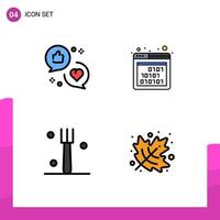 Stock Vector Icon Pack of 4 Line Signs and Symbols for advertising fork love code tableware Editable Vector Design Elements
