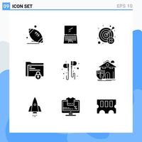 Group of 9 Solid Glyphs Signs and Symbols for gdpr document imac wrong mistake Editable Vector Design Elements