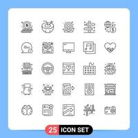 Group of 25 Lines Signs and Symbols for global currency location way tag Editable Vector Design Elements