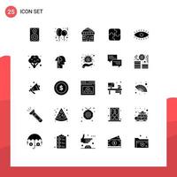 Modern Set of 25 Solid Glyphs and symbols such as eyes teamwork toy strategy puzzle Editable Vector Design Elements