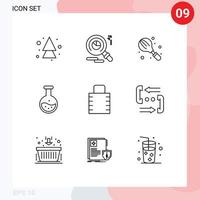 Set of 9 Modern UI Icons Symbols Signs for key test cooking science tube Editable Vector Design Elements