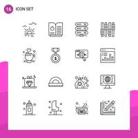 Pack of 16 creative Outlines of best love network cup equalizer Editable Vector Design Elements