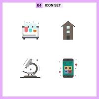 User Interface Pack of 4 Basic Flat Icons of chemistry store lab house laboratory Editable Vector Design Elements