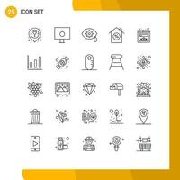 Set of 25 Modern UI Icons Symbols Signs for marketing rating correction browser mortgage Editable Vector Design Elements