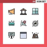 Stock Vector Icon Pack of 9 Line Signs and Symbols for map web door shop open Editable Vector Design Elements