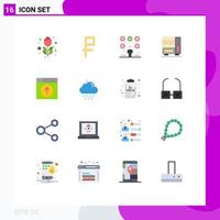 Pack of 16 creative Flat Colors of web upload man drawer interior Editable Pack of Creative Vector Design Elements