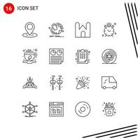 16 Thematic Vector Outlines and Editable Symbols of alert clock castle time medieval Editable Vector Design Elements