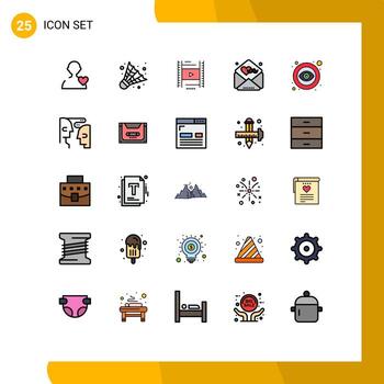 Concepto de color plano de 25 líneas rellenas para sitios web móviles y aplicaciones visibles saludos oculares de filam abiertos elementos de diseño vectorial editables vector