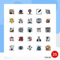 Universal Icon Symbols Group of 25 Modern Filled line Flat Colors of destroyed write global edit journey Editable Vector Design Elements