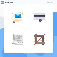 conjunto moderno de 4 iconos y símbolos planos, como el plan de pagos de soporte de la casa de correo electrónico, elementos de diseño vectorial editables vector