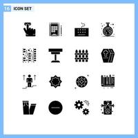 Universal Icon Symbols Group of 16 Modern Solid Glyphs of decor party type fireworks tube Editable Vector Design Elements