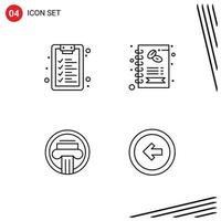 Pack of 4 creative Filledline Flat Colors of checklist building business shop greek Editable Vector Design Elements