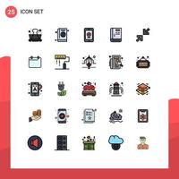 Mobile Interface Filled line Flat Color Set of 25 Pictograms of arrows help diary guide book Editable Vector Design Elements