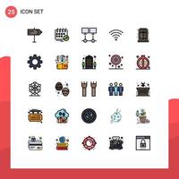 25 User Interface Filled line Flat Color Pack of modern Signs and Symbols of living wifi connect signal server Editable Vector Design Elements