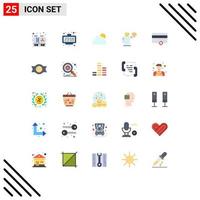 Mobile Interface Flat Color Set of 25 Pictograms of money healthcare sky emoji man Editable Vector Design Elements