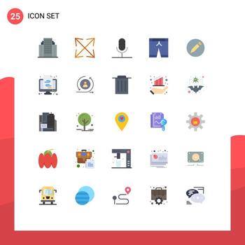Flat Color Pack of 25 Universal Symbols of text basic broadcast trouser pants Editable Vector Design Elements