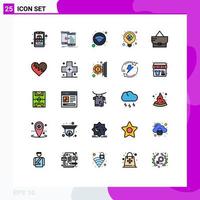 Pack of 25 Modern Filled line Flat Colors Signs and Symbols for Web Print Media such as fashion solution free puzzle idea Editable Vector Design Elements