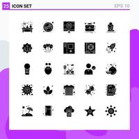 25 Thematic Vector Solid Glyphs and Editable Symbols of suitcase business smoking business shopping Editable Vector Design Elements