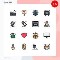 16 User Interface Flat Color Filled Line Pack of modern Signs and Symbols of image photo data photography technology Editable Creative Vector Design Elements