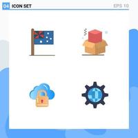 Group of 4 Modern Flat Icons Set for australia louck nation office global Editable Vector Design Elements