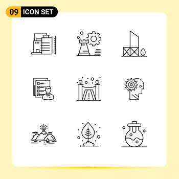 9 User Interface Outline Pack of modern Signs and Symbols of employee abilities config profile rescue Editable Vector Design Elements