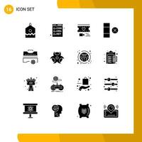 Pictogram Set of 16 Simple Solid Glyphs of toolbox construction filam row cell Editable Vector Design Elements