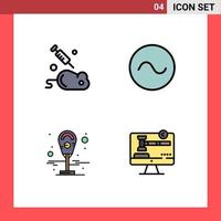 Pictogram Set of 4 Simple Filledline Flat Colors of experiment parking science wave copyright Editable Vector Design Elements