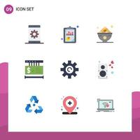 Set of 9 Modern UI Icons Symbols Signs for shopping tag seo analysis price lunch Editable Vector Design Elements