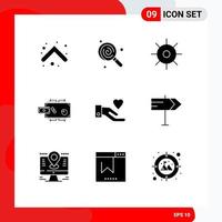 Modern Set of 9 Solid Glyphs and symbols such as hand money biology marketing finance Editable Vector Design Elements