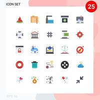 Pictogram Set of 25 Simple Flat Colors of technology reality pool user interface Editable Vector Design Elements