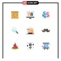 Universal Icon Symbols Group of 9 Modern Flat Colors of graph graphic christmas money finance Editable Vector Design Elements