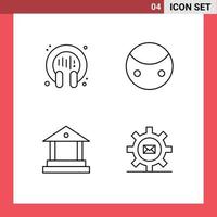 Group of 4 Filledline Flat Colors Signs and Symbols for communication banking support symbolism setting Editable Vector Design Elements