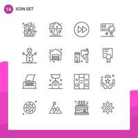 Modern Set of 16 Outlines and symbols such as fraud card arrow banking music Editable Vector Design Elements