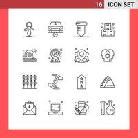 16 Thematic Vector Outlines and Editable Symbols of production industry minus industrial tools Editable Vector Design Elements