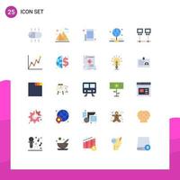 Pack of 25 creative Flat Colors of connection share item list internet track list Editable Vector Design Elements