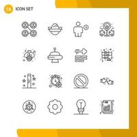 Pack of 16 creative Outlines of honey bee body gas station city Editable Vector Design Elements