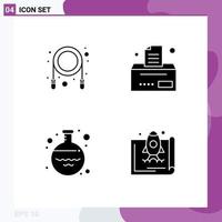 Universal Icon Symbols Group of 4 Modern Solid Glyphs of jump volumetric bill flask launch Editable Vector Design Elements