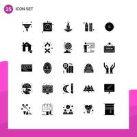 Group of 25 Modern Solid Glyphs Set for cleaning wax power light easter Editable Vector Design Elements