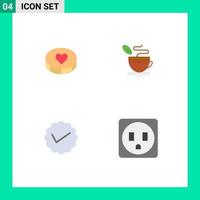 Editable Vector Line Pack of 4 Simple Flat Icons of favorite media loves hot social Editable Vector Design Elements