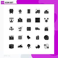 Pictogram Set of 25 Simple Solid Glyphs of tag sauna interior fitness time Editable Vector Design Elements