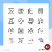 User Interface Pack of 16 Basic Outlines of bookmark islam knowledge book motivation Editable Vector Design Elements