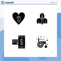 Modern Set of Solid Glyphs Pictograph of ear cashless anonymous authorship financial Editable Vector Design Elements