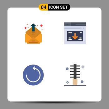 Pack of 4 creative Flat Icons of contact backup mailing web time machine Editable Vector Design Elements