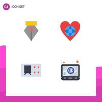 4 Flat Icon concept for Websites Mobile and Apps editor ticket ecology heart computer Editable Vector Design Elements