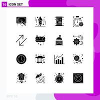 16 Solid Glyph concept for Websites Mobile and Apps change gear luck quick clock Editable Vector Design Elements