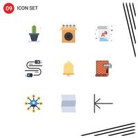 Modern Set of 9 Flat Colors and symbols such as sound bell font alert server Editable Vector Design Elements