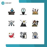 Pictogram Set of 9 Simple Filledline Flat Colors of hill people crown man employee Editable Vector Design Elements