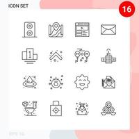 Set of 16 Modern UI Icons Symbols Signs for arrows sport web podium education Editable Vector Design Elements