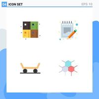 Pack of 4 Modern Flat Icons Signs and Symbols for Web Print Media such as back to school skateboard formula paper molecular Editable Vector Design Elements